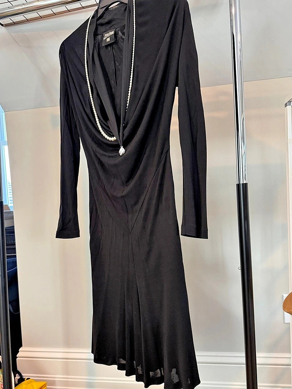 Jean Paul Gaultier Draped Maxi Dress in Black Size Small